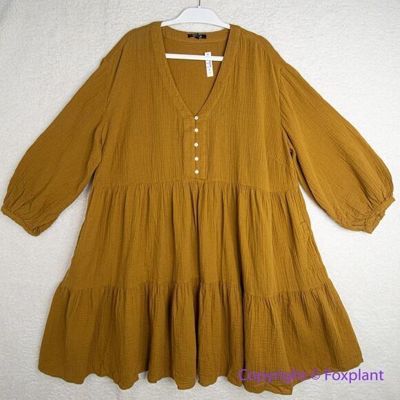 NEW Madewell Lightspun Colette Mini Dress, color:‎ gold. plus size 18W - Picture 5 of 16